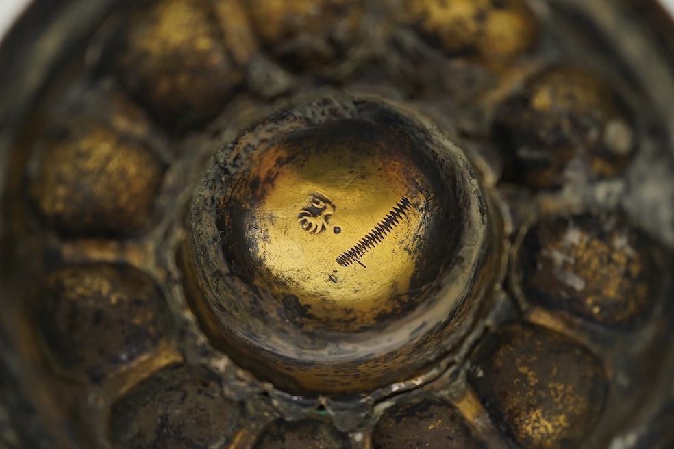 A 16th/17th century German silver gilt 'pineapple' cup and cover